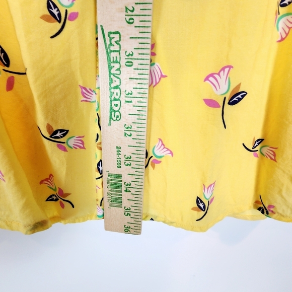 Draper James Women's Floral Button Front V-neck Dress Pastel Yellow Easter Dress - Picture 9 of 9